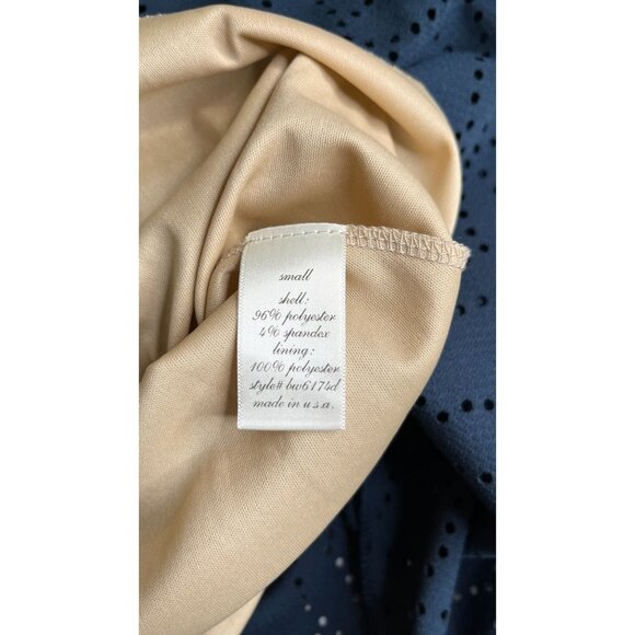 Francesca’s Collection Bird Cage Label Navy and Tan Dress Small A Line Lined - Picture 8 of 8